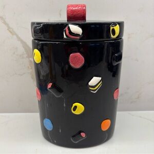 Vintage 1980s Licorice Allsorts Ceramic Cookie Candy Jar Black & 3D Colourful